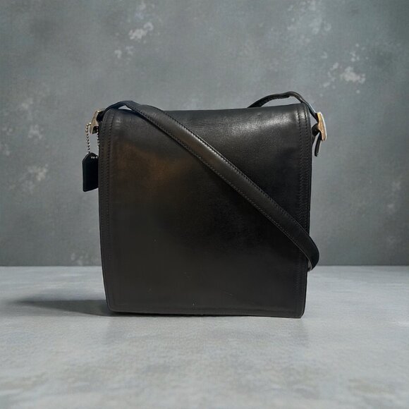 VTG Coach Legacy Monterey Flap 6147 Black Leather Nickel Shoulder Bag 90s Turkey - Picture 3 of 10